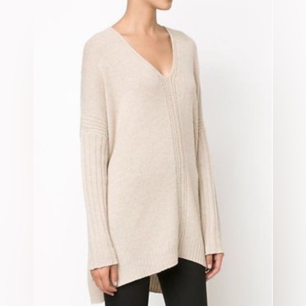 Vince oversized drop shoulder wool yak long V-Neck Sweater size M - Picture 4 of 12